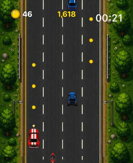 Wrist Racer gameplay on Apple Watch — dodging traffic on the highway