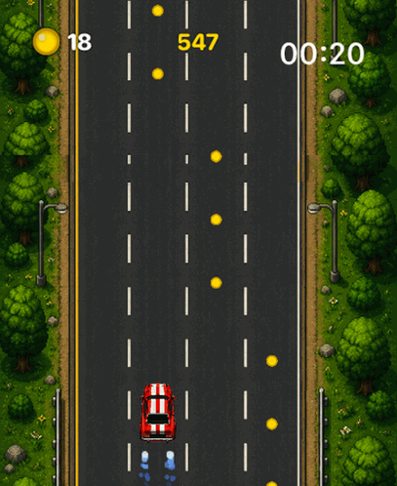 Wrist Racer gameplay on Apple Watch — racing down the road